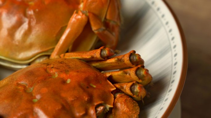 传统美食清蒸大闸蟹螃蟹【4K】