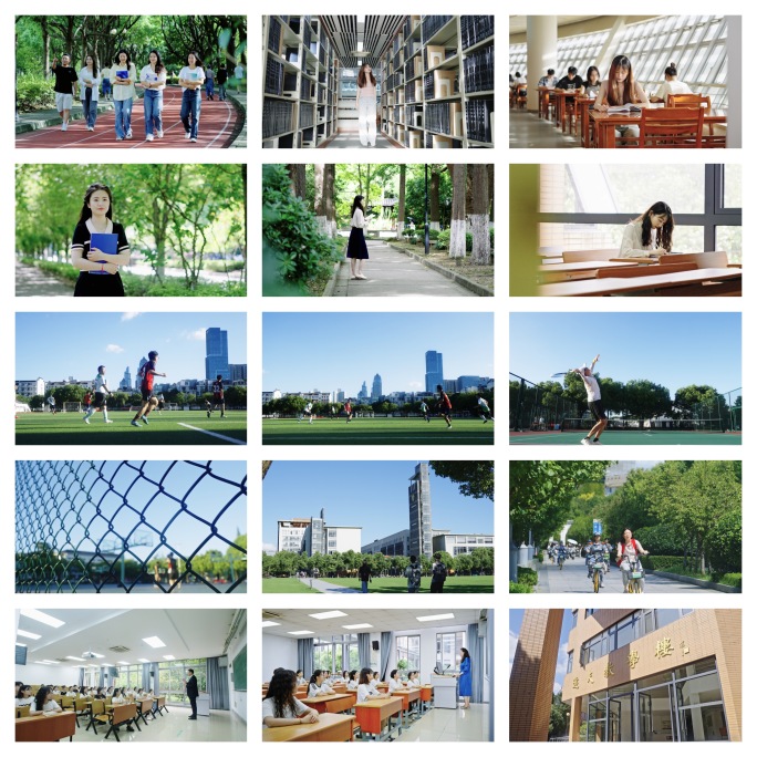大学校园生活校园空镜大学生行走在上课路上