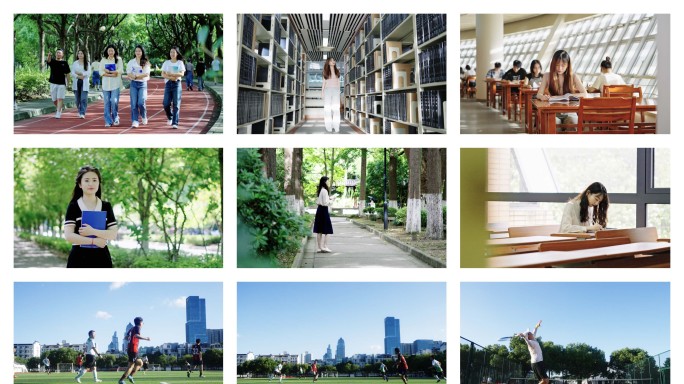 大学校园生活校园空镜大学生行走在上课路上
