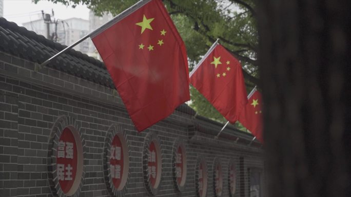国庆街道红旗飘扬红旗爱国教育爱国主义