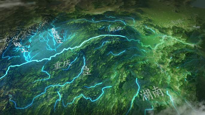 长江水系地形图AE模板