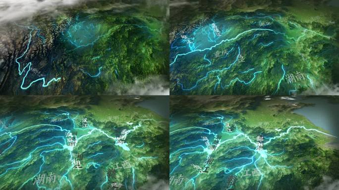 长江水系地形图AE模板