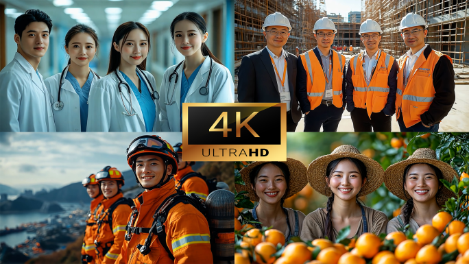 医生农民工人笑脸行业微笑百姓群像人民群众