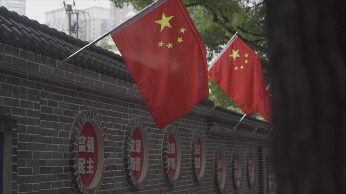 国庆街道红旗飘扬红旗爱国教育爱国主义
