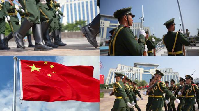 国旗护卫队升国旗4K高清