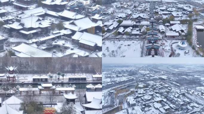 大宋不夜城 雪后 亭榭楼阁 白雪皑皑