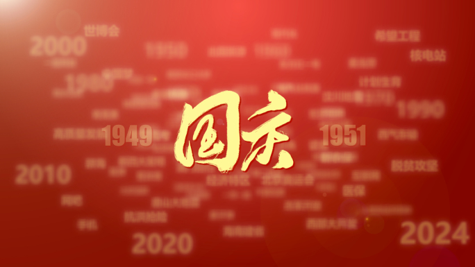 国庆片头中国发展关键词文字汇聚