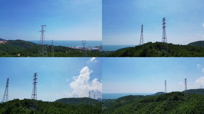 海边森林高压线塔
