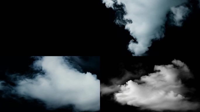 云飘动翻滚 黑色背景抠像