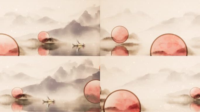 8K原创国画山水水墨宽屏背景