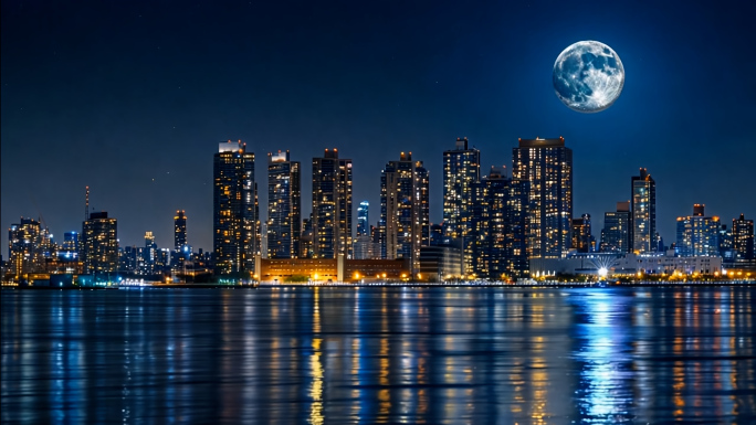 城市里的月亮月光4K