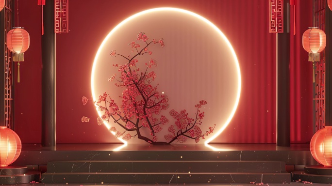 戏曲古风婚礼屏风古典中式室内舞台背景
