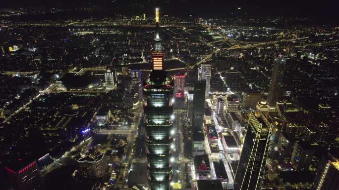台湾台北101大厦夜景航拍【正版素材】