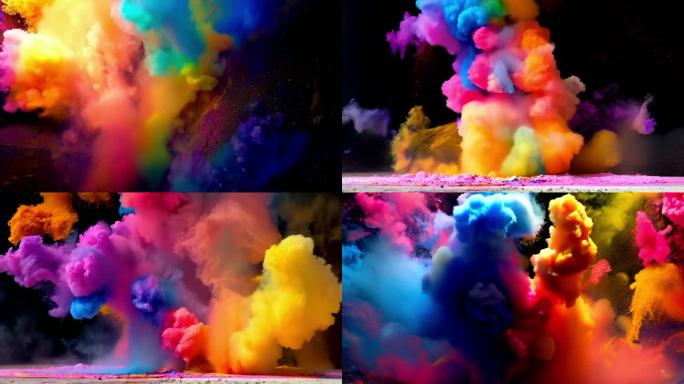 彩色粉末爆炸的梦幻场景