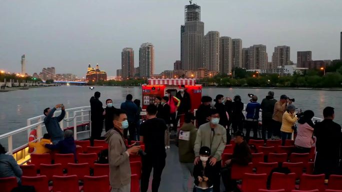天津海河游船延时视频