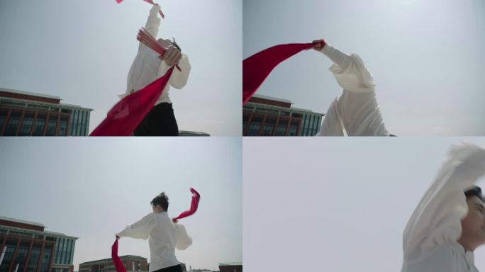 大学舞蹈演员男演员中国舞甩袖绸缎