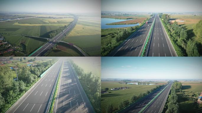 G1京哈高速乡村段航拍4K素材
