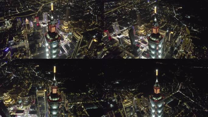 台湾台北101大厦夜景航拍【正版素材】