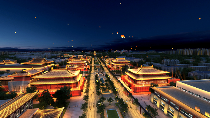 大雁塔大唐不夜城夜景西安夜景大唐盛世