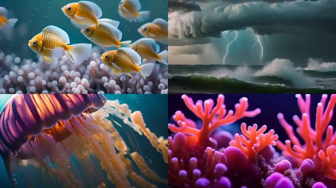 海洋世界 深海生物 鱼群 鲸鱼 鲨鱼水母