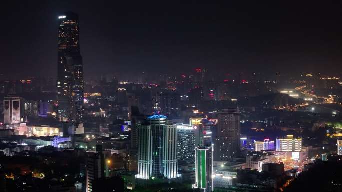 航拍镇江夜景群楼车流空镜合集