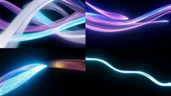 黑色背景唯美流光彩带