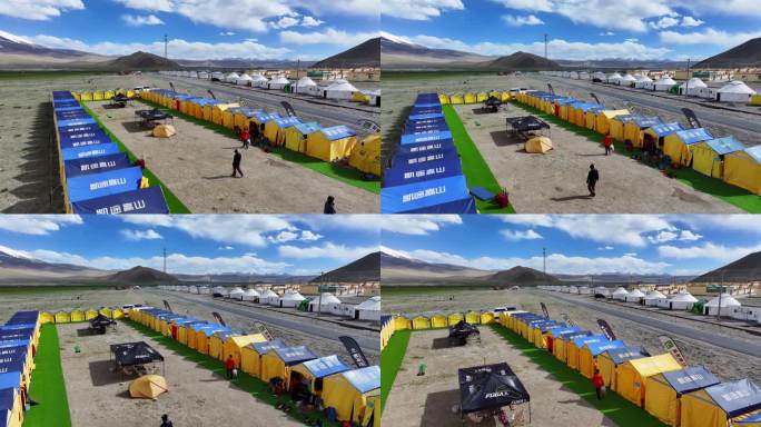 航拍新疆慕士塔格峰204登山小镇营地