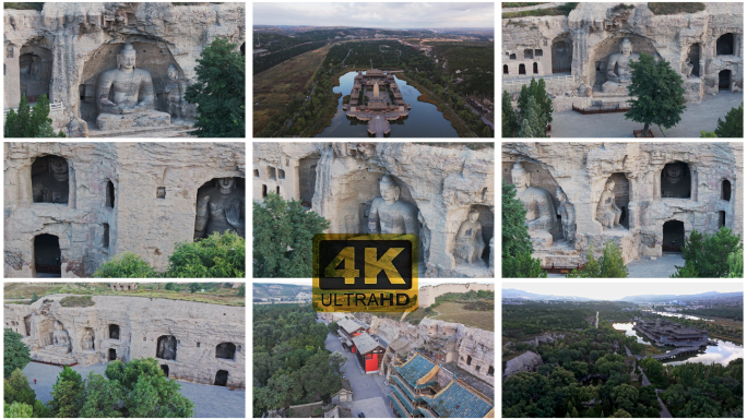 航拍山西大同云冈石窟中国文化宣传片合集