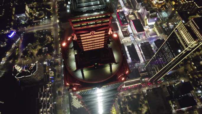 台湾台北101大厦夜景航拍【正版素材】