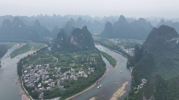 航拍广西桂林阳朔相公山