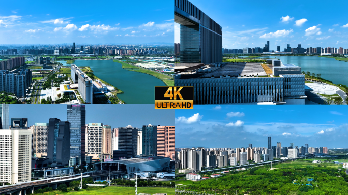 苏州相城高铁新城环秀湖高铁北站航拍延时