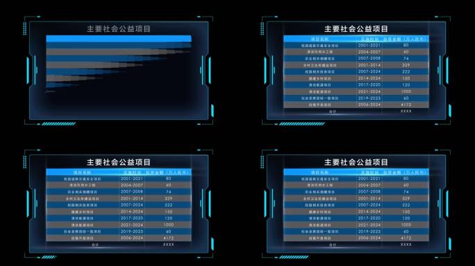 蓝色科技数据透明通道表格