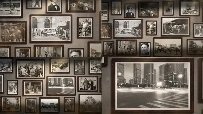 历史老照片展示过渡到视频