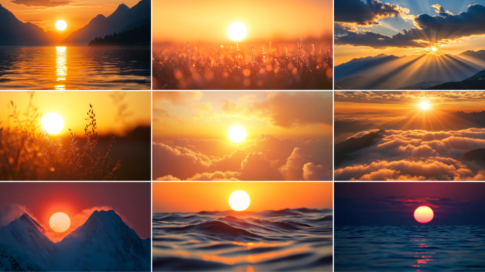 唯美日出日落朝阳晚霞美景太阳升起