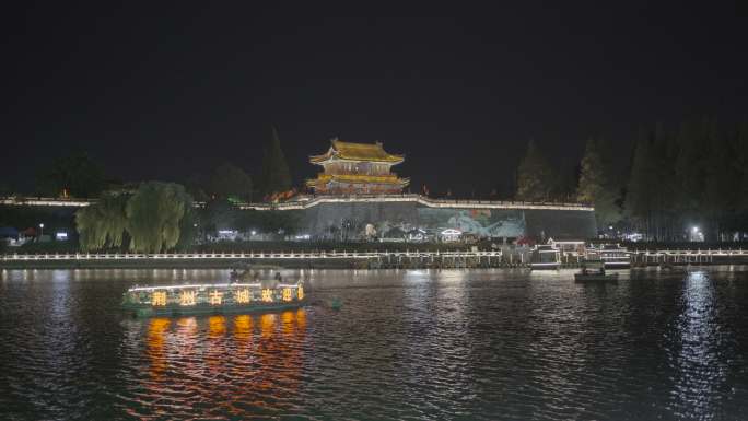 荆州古城寅宾门护城河夜景slog3