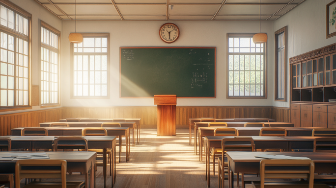 唯美校园学校空镜教室学生上课