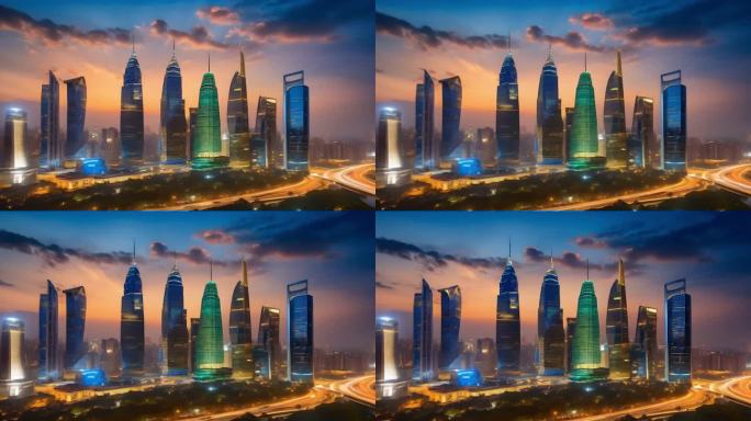 未来科幻城市延时