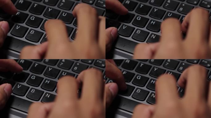 上班族程序员周末假期夜晚加班工作特写镜头