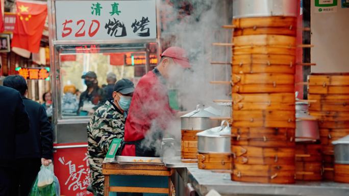 街头早餐烟火气早市热气腾腾