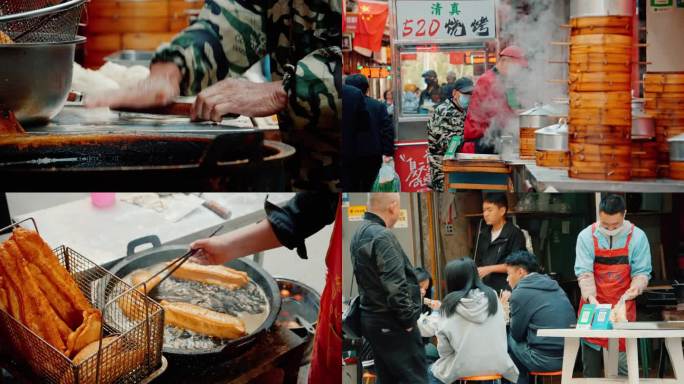 街头早餐烟火气早市热气腾腾