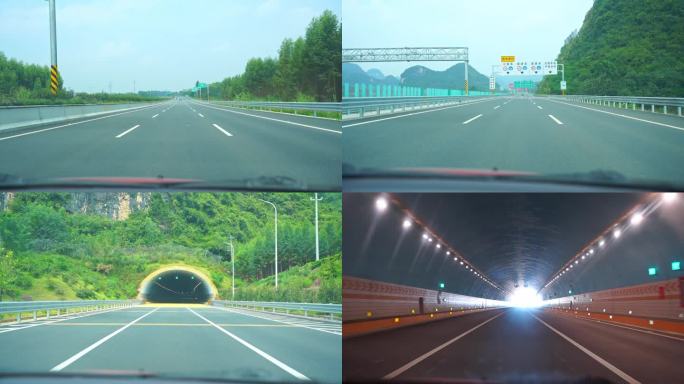 车辆行驶在高速路上 路牌 隧道3