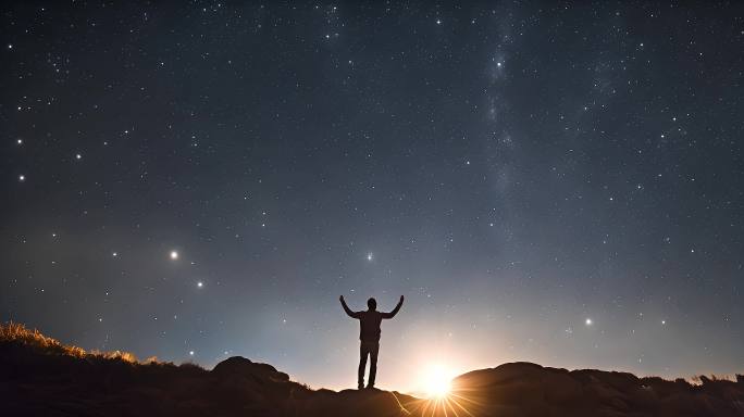 男性 仰望 天空 星空 憧憬 梦想 自由