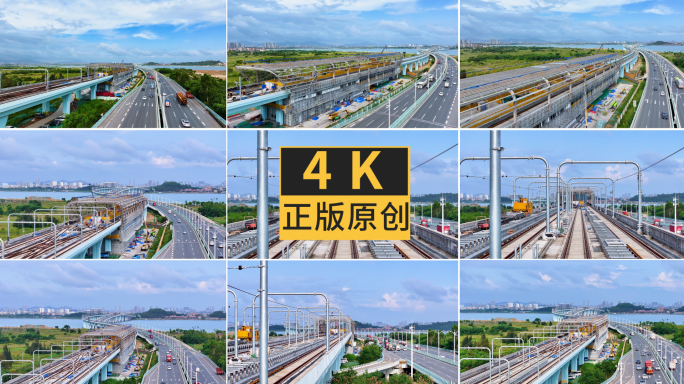 同安海边公路旁地铁施工站点4K航拍
