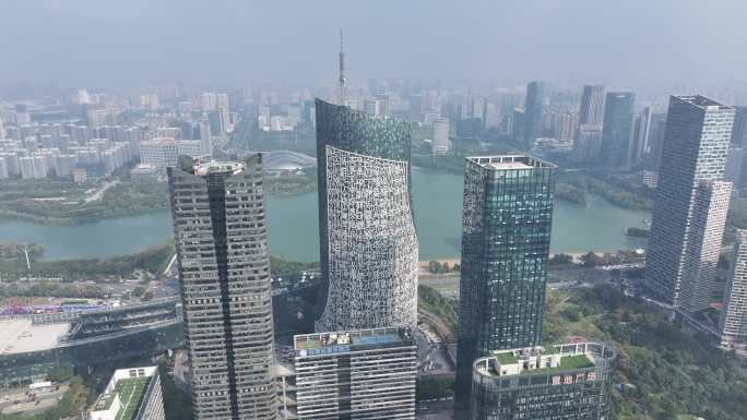 航拍安徽合肥天书大楼广电大厦地标建筑