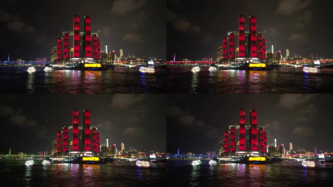 4K航拍重庆朝天门夜景