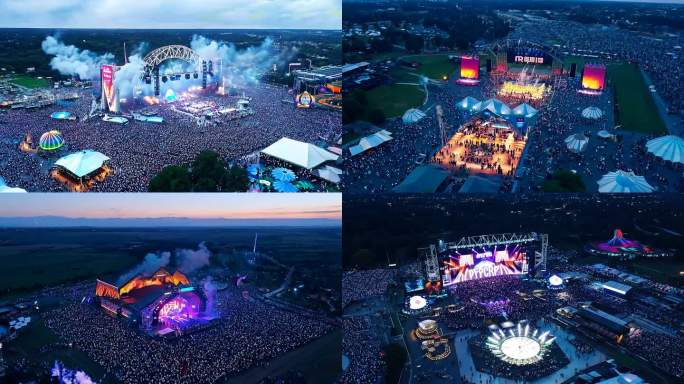 大型音乐节演唱会人群