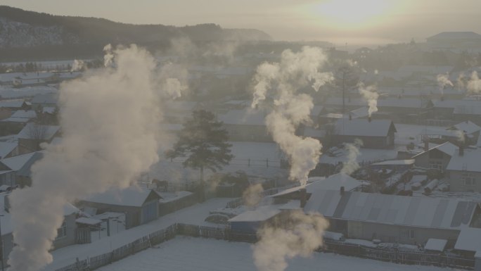 悟2北极村冬季日出航拍