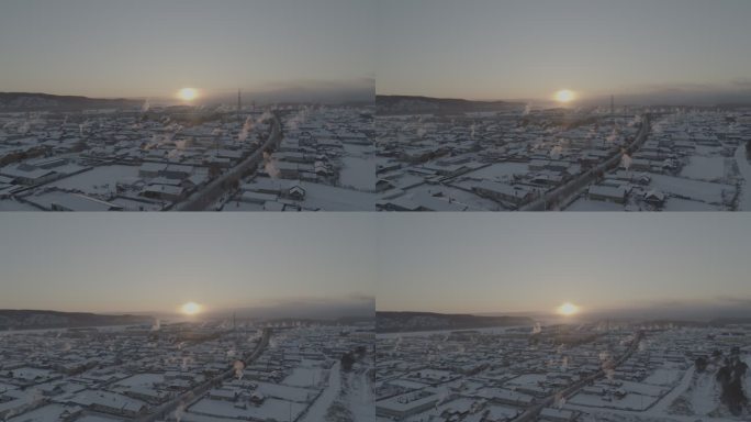 悟2北极村冬季日出航拍