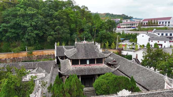 航拍浏阳文家市镇秋收起义旧址里仁学校2