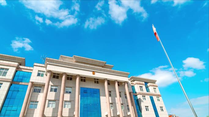 国庆红旗红色白云飘延时